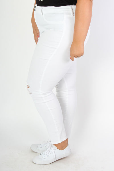 Plus Size Clothing for Women - White Distressed Jeans - Society+ - Society Plus - Buy Online Now! - 2