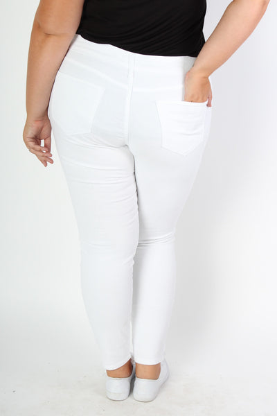 Plus Size Clothing for Women - White Distressed Jeans - Society+ - Society Plus - Buy Online Now! - 3