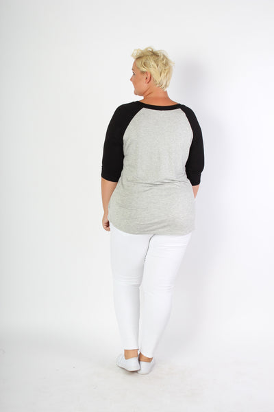 Plus Size Clothing for Women - All I Need Are Lattes -  3/4 Sleeve Graphic T-Shirt - Society+ - Society Plus - Buy Online Now! - 3