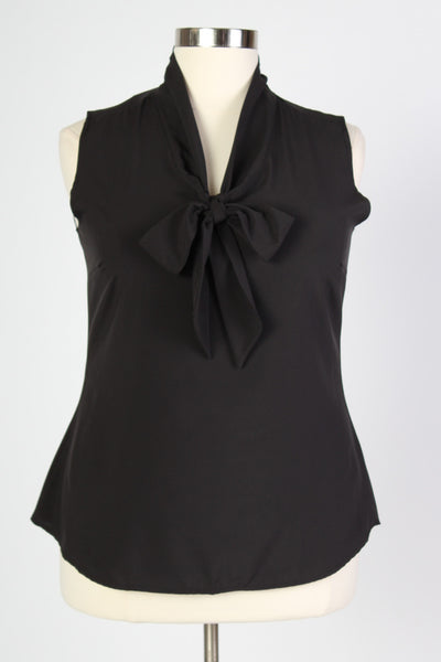Plus Size Clothing for Women - Sleeveless Bow Blouse - Black - Society+ - Society Plus - Buy Online Now! - 2