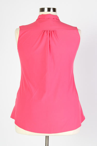 Plus Size Clothing for Women - Sleeveless Bow Blouse - Pink - Society+ - Society Plus - Buy Online Now! - 4