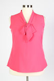 Plus Size Clothing for Women - Sleeveless Bow Blouse - Pink - Society+ - Society Plus - Buy Online Now! - 2