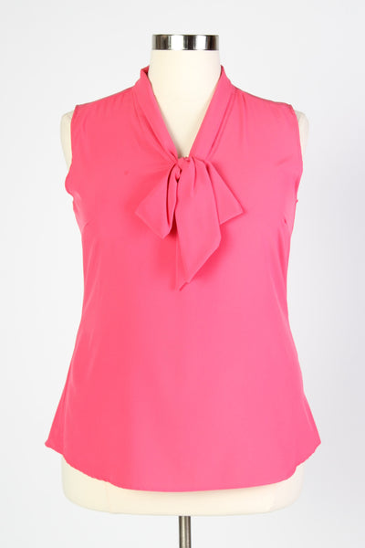 Plus Size Clothing for Women - Sleeveless Bow Blouse - Pink - Society+ - Society Plus - Buy Online Now! - 2
