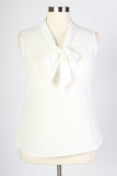 Plus Size Clothing for Women - Sleeveless Bow Blouse - White - Society+ - Society Plus - Buy Online Now! - 2
