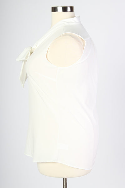 Plus Size Clothing for Women - Sleeveless Bow Blouse - White - Society+ - Society Plus - Buy Online Now! - 3