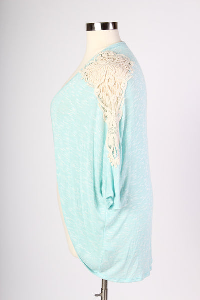 Plus Size Clothing for Women - Crochet Shoulder Cardigan - Sky Blue - Society+ - Society Plus - Buy Online Now! - 3