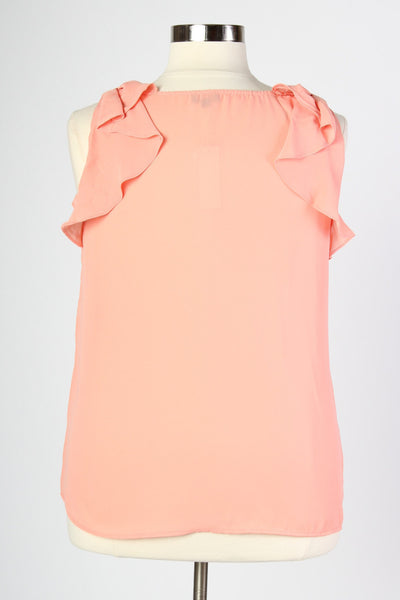 Plus Size Clothing for Women - Ruffle Neck Blouse - Peach for Curves On A Budget - Society+ - Society Plus - Buy Online Now! - 4