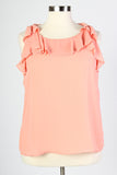 Plus Size Clothing for Women - Ruffle Neck Blouse - Peach for Curves On A Budget - Society+ - Society Plus - Buy Online Now! - 2