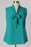 Plus Size Clothing for Women - Sleeveless Bow Blouse - Teal - Society+ - Society Plus - Buy Online Now! - 2