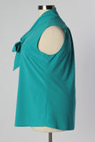 Plus Size Clothing for Women - Sleeveless Bow Blouse - Teal - Society+ - Society Plus - Buy Online Now! - 3