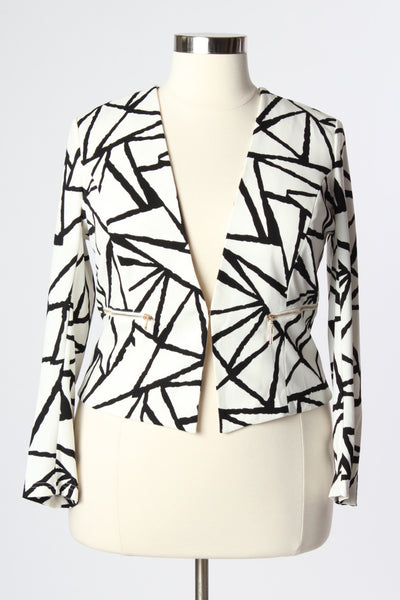 Plus Size Clothing for Women - Abstract Blazer - White for Curves On A Budget - Society+ - Society Plus - Buy Online Now! - 2