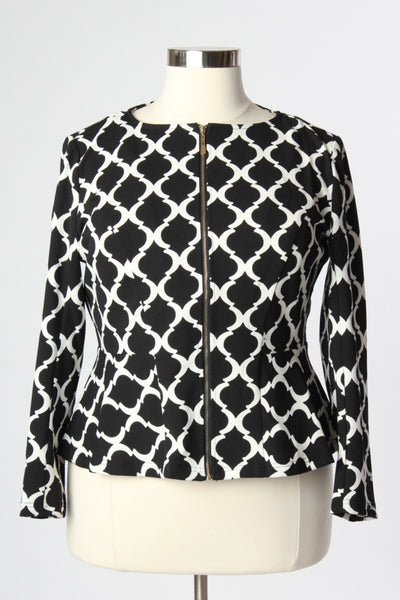 Plus Size Clothing for Women - Quarterfoil Patterned Blazer - Black - Society+ - Society Plus - Buy Online Now! - 2