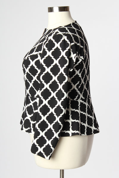 Plus Size Clothing for Women - Quarterfoil Patterned Blazer - Black - Society+ - Society Plus - Buy Online Now! - 3