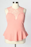 Plus Size Clothing for Women - Love for Peplum Top - Peach - Society+ - Society Plus - Buy Online Now! - 2