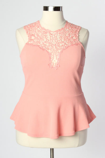 Plus Size Clothing for Women - Love for Peplum Top - Peach - Society+ - Society Plus - Buy Online Now! - 2