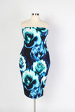 Plus Size Clothing for Women - Floral Bodycon Strapless Dress - Blue - Society+ - Society Plus - Buy Online Now! - 2