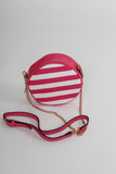 Plus Size Clothing for Women - Striped Round Crossbody Bag - Fuchsia - Society+ - Society Plus - Buy Online Now! - 2