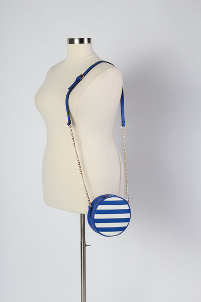 Plus Size Clothing for Women - Striped Round Crossbody Bag - Blue - Society+ - Society Plus - Buy Online Now! - 6