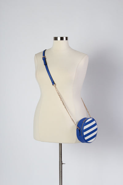 Plus Size Clothing for Women - Striped Round Crossbody Bag - Blue - Society+ - Society Plus - Buy Online Now! - 3