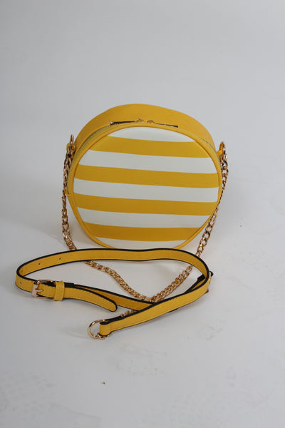 Plus Size Clothing for Women - Striped Round Crossbody Bag - Yellow - Society+ - Society Plus - Buy Online Now! - 3