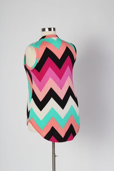 Plus Size Clothing for Women - Multi-Color Sleeveless Chevron Top - Fuchsia - Society+ - Society Plus - Buy Online Now! - 3