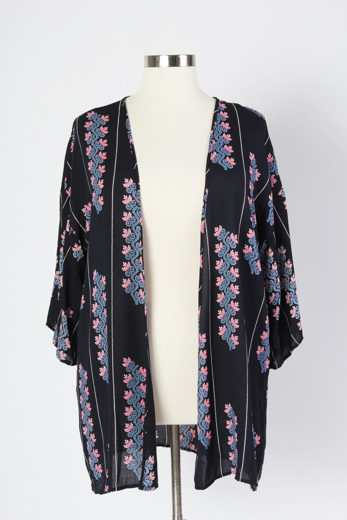 Plus Size Clothing for Women - Wanderous Woman Kimono - Navy - Society+ - Society Plus - Buy Online Now! - 1