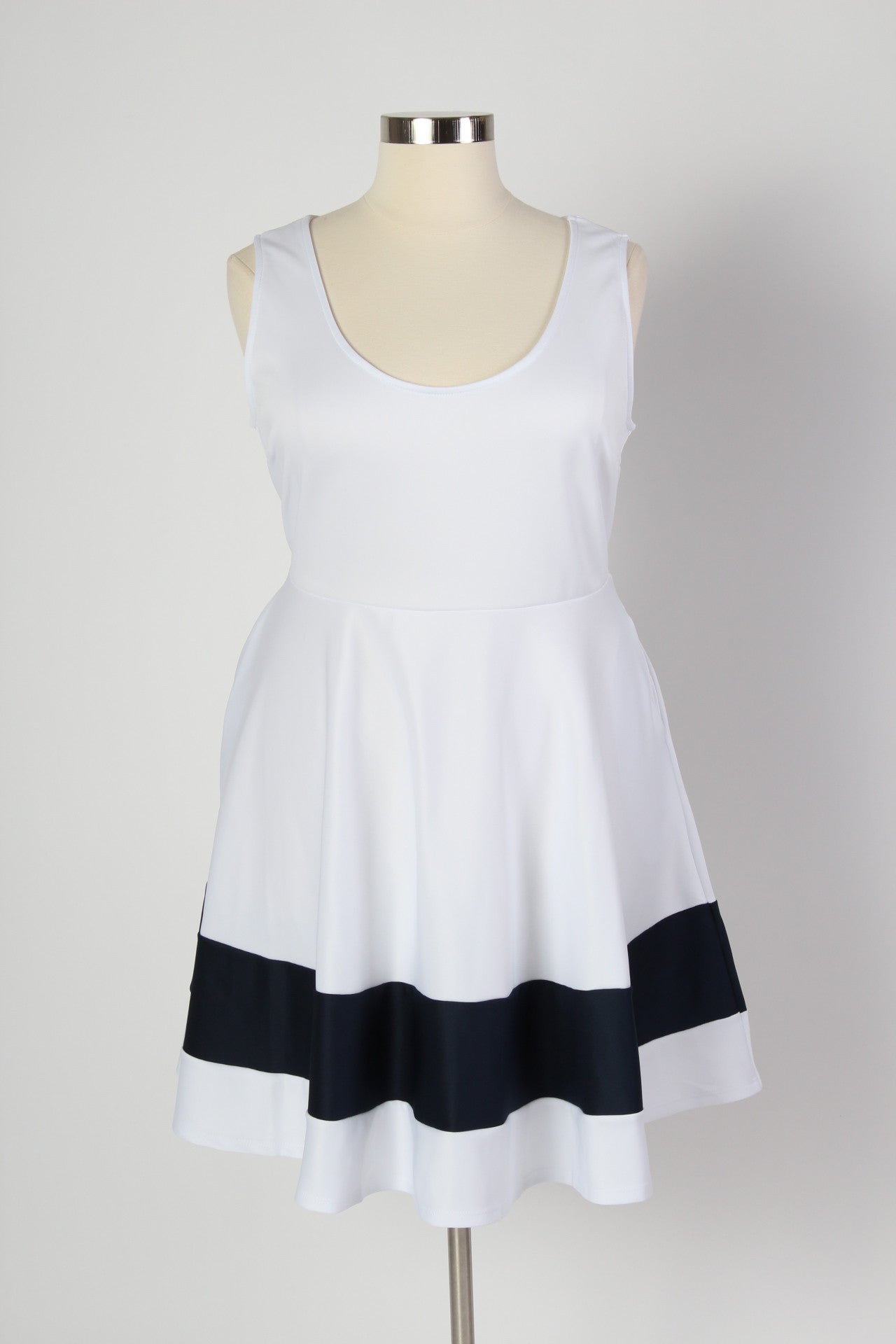 Plus Size Classic Stripe Skater Dress - White Society Plus Plus Size Classic Stripe Skater Dress - White Society Plus