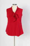 Plus Size Clothing for Women - Sleeveless Bow Blouse - Red - Society+ - Society Plus - Buy Online Now! - 2