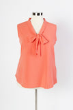Plus Size Clothing for Women - Sleeveless Bow Blouse - Salmon - Society+ - Society Plus - Buy Online Now! - 3