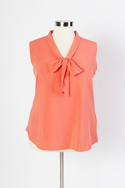 Plus Size Clothing for Women - Sleeveless Bow Blouse - Salmon - Society+ - Society Plus - Buy Online Now! - 3