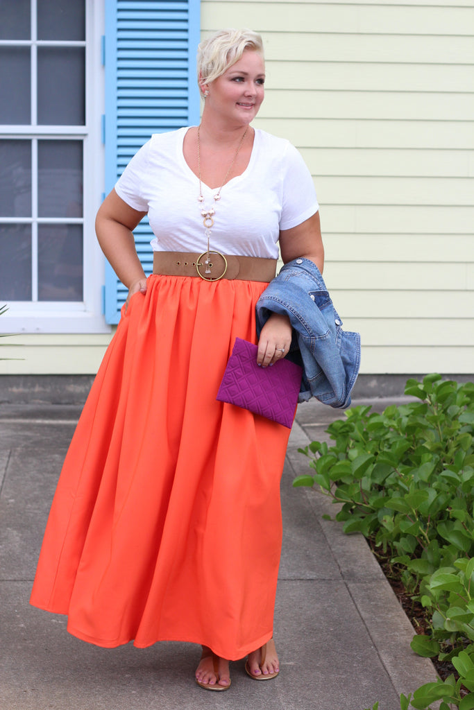 Plus Size Clothing for Women - Twirl Maxi Skirt w/ Pockets - Pumpkin Spice - Society+ - Society Plus - Buy Online Now! - 1