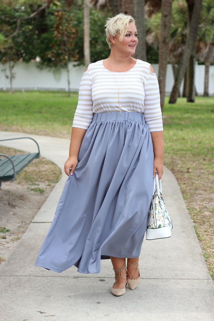 Plus Size Clothing for Women - Twirl Maxi Skirt w/ Pockets - Granite - Society+ - Society Plus - Buy Online Now! - 1