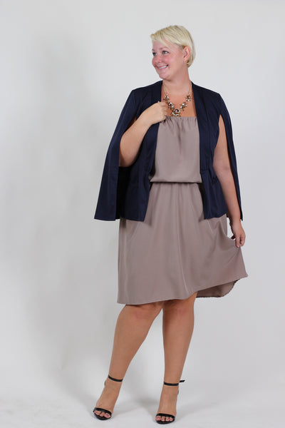 Plus Size Clothing for Women - Jessica Kane Plus Size Grecian Sleeveless Dress - Mocha - Society+ - Society Plus - Buy Online Now! - 1