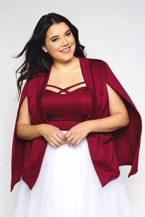 Plus Size Clothing for Women - Society+ Cape - Burgundy - Society+ - Society Plus - Buy Online Now! - 1