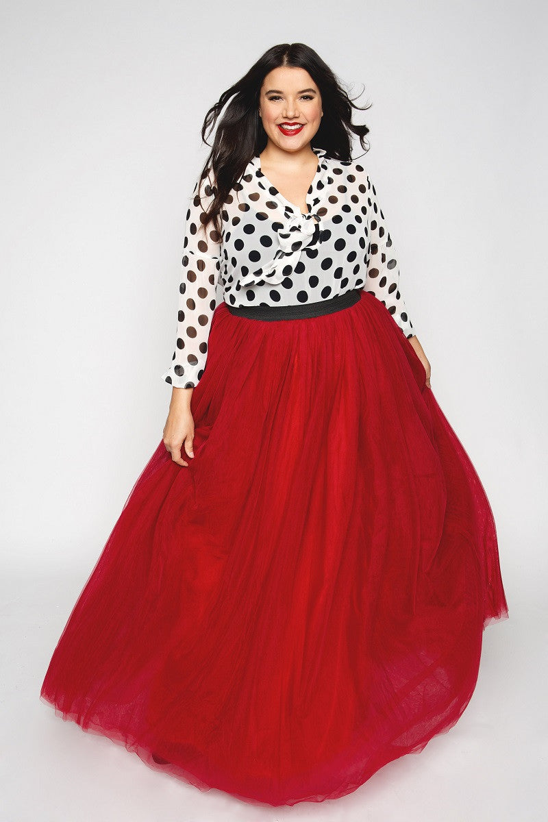 Clothing Red Polka Dot Tulle Skirt Softest Long Plus Size Tulle