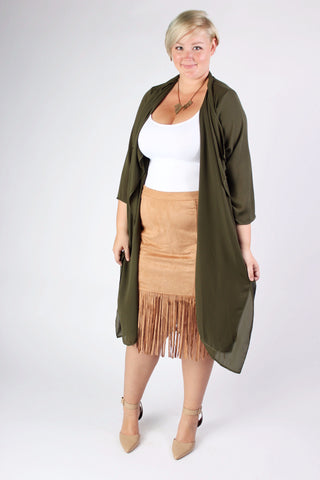 Plus Size Clothing for Women - Fringed Skirt  - Caramel - Society+ - Society Plus - Buy Online Now! - 1