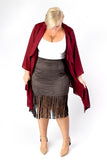 Plus Size Clothing for Women - Fringed Skirt - Charcoal - Society+ - Society Plus - Buy Online Now! - 3