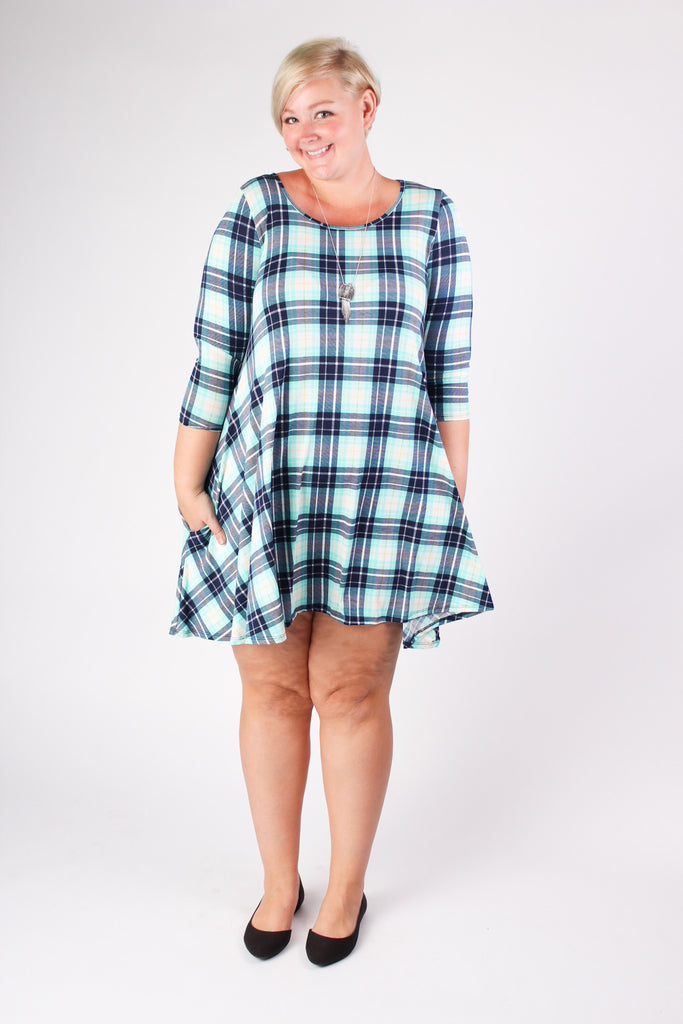 Plus Size Clothing for Women - Plaid Pocket Dress by Sydney - Society+ - Society Plus - Buy Online Now! - 1