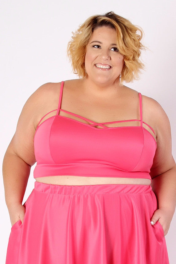Plus Size Clothing for Women - Jessica Kane Caged Crop Top - Salmon - Society+ - Society Plus - Buy Online Now! - 1