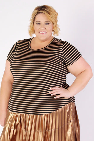Plus Size Clothing for Women - Birthday Stripes Tee - Bronze - Society+ - Society Plus - Buy Online Now! - 1
