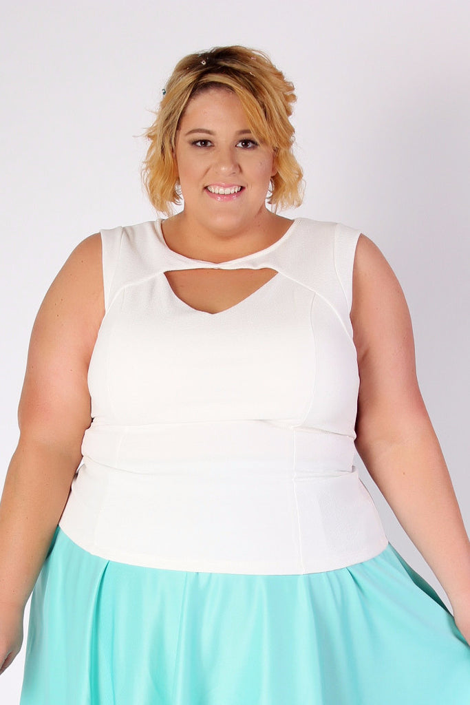 Plus Size Clothing for Women - Jessica Kane Sleeveless White Top - Society+ - Society Plus - Buy Online Now! - 1