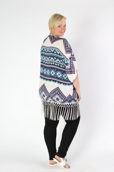 Plus Size Clothing for Women - High Desert Fantasy Cardigan - Navy & White - Society+ - Society Plus - Buy Online Now! - 2