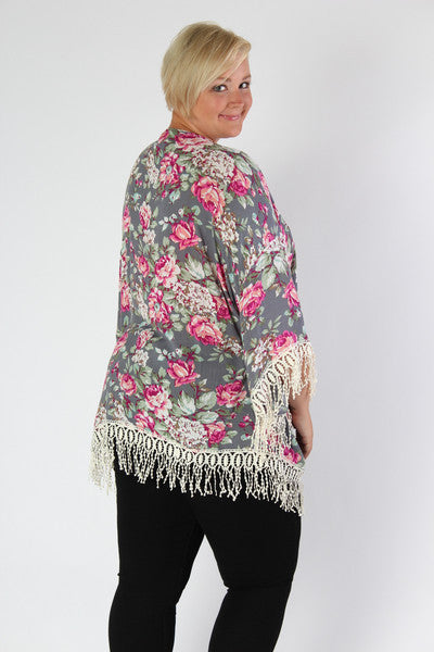 Plus Size Clothing for Women - Floral & Lace Crochet Cardigan - Society+ - Society Plus - Buy Online Now! - 1