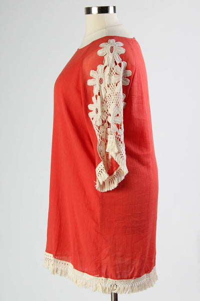 Plus Size Clothing for Women - Crochet Shift Dress - Papaya - Society+ - Society Plus - Buy Online Now! - 2