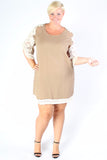 Plus Size Clothing for Women - Crochet Shift Dress - Taupe - Society+ - Society Plus - Buy Online Now! - 1
