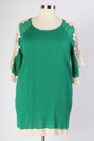 Plus Size Clothing for Women - Crochet Shift Dress - Green - Society+ - Society Plus - Buy Online Now! - 3