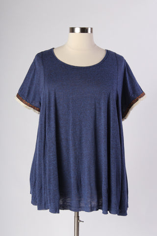 Plus Size Clothing for Women - Comfy  Embroidery Contrast - Indigo - Society+ - Society Plus - Buy Online Now! - 1