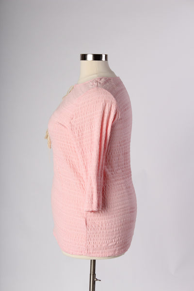 Plus Size Clothing for Women - Tassled Long Sleeve Top - Pink - Society+ - Society Plus - Buy Online Now! - 3