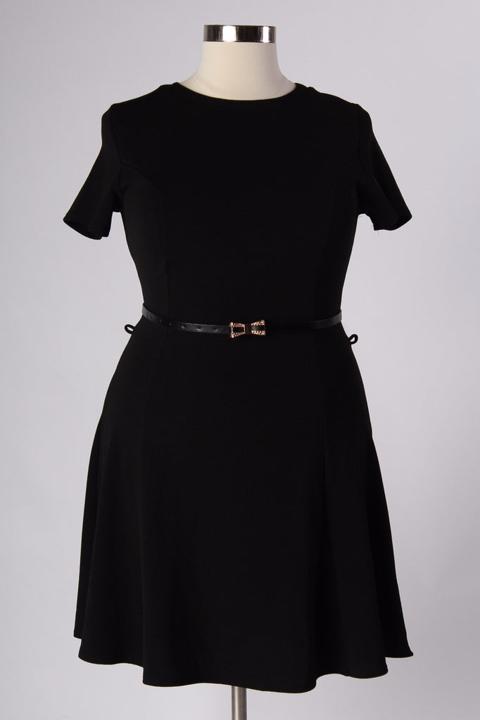 Plus Size Clothing for Women - Fitted Dress With Belt - Black - Society+ - Society Plus - Buy Online Now! - 1