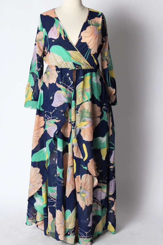 Plus Size Clothing for Women - Iris Oasis Maxi Dress - Navy/Blush - Society+ - Society Plus - Buy Online Now! - 1